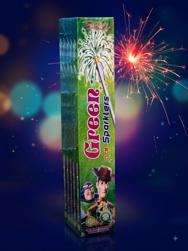 15 CM Green Sparklers | 1 Box | 10 Pcs